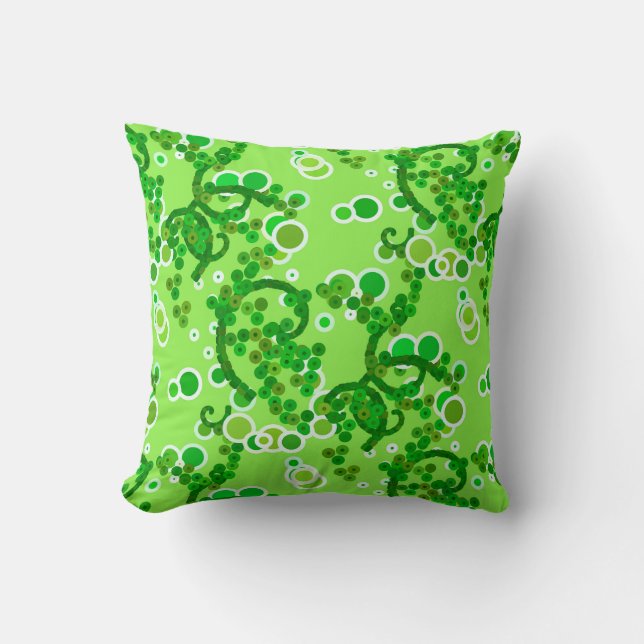 Modern Abstract Confetti Print, Lime Green Throw Pillow (Front)