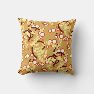 Modern Abstract Confetti Print, Mustard Gold Throw Pillow