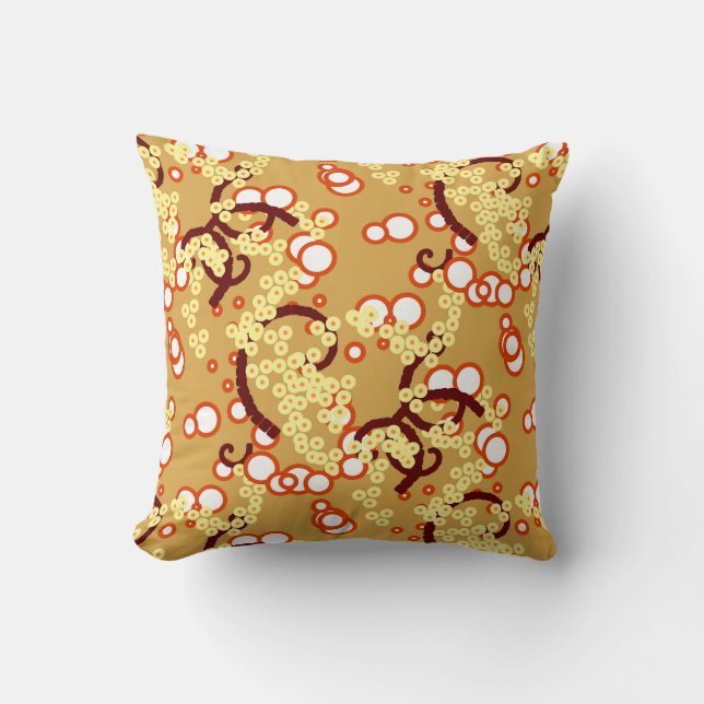 Modern Abstract Confetti Print, Mustard Gold Throw Pillow (Front)