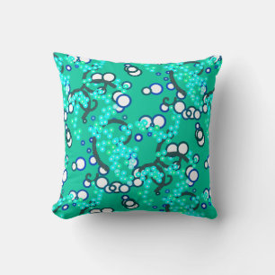 Modern Abstract Confetti Print, Turquoise Throw Pillow