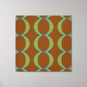 Modern Abstract Copper Brown Green Circles Diamond Canvas Print