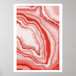 Modern Abstract Coral Pink Agate Geode Gemstone Poster