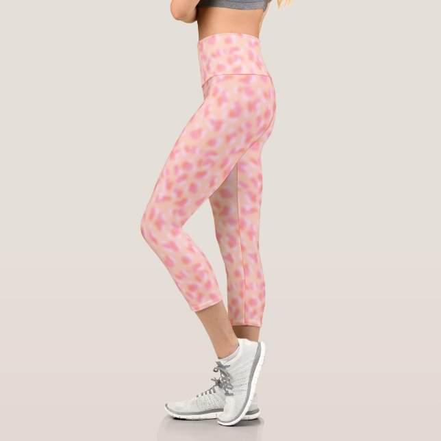 Modern Abstract Coral Pink Design Capri Leggings (Left)