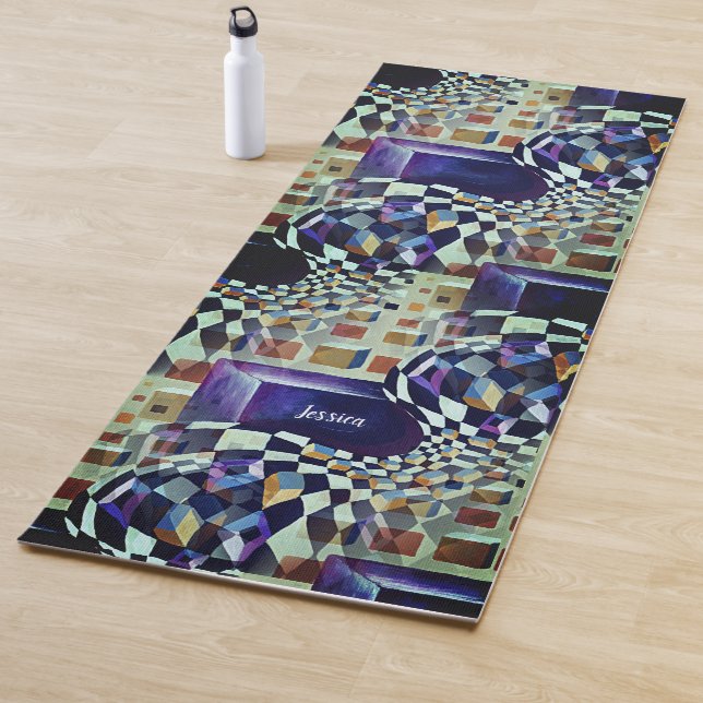 Modern Abstract Cosmopolitan Trendy Artwork 80s 90 Yoga Mat (In Situ)