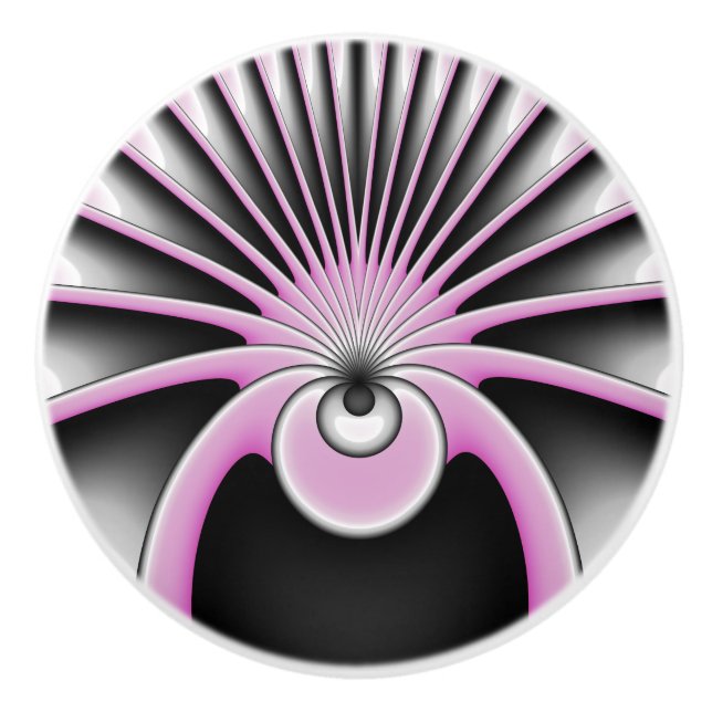 Modern Abstract Crazy Fractal Art Pattern Ceramic Knob (Front)