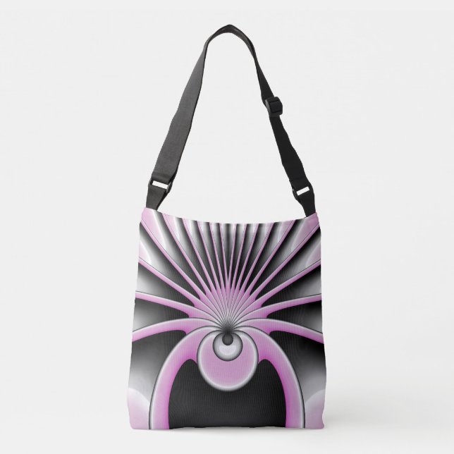 Modern Abstract Crazy Fractal Art Pattern Crossbody Bag (Front)