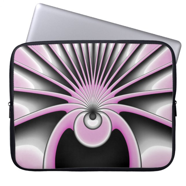 Modern Abstract Crazy Fractal Art Pattern Laptop Sleeve (Front)