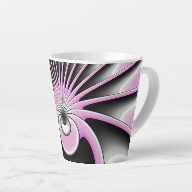 Modern Abstract Crazy Fractal Art Pattern Latte Mug (Right Angle)