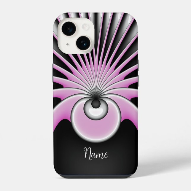 Modern Abstract Crazy Fractal Art Pattern Name iPhone Case (Back)
