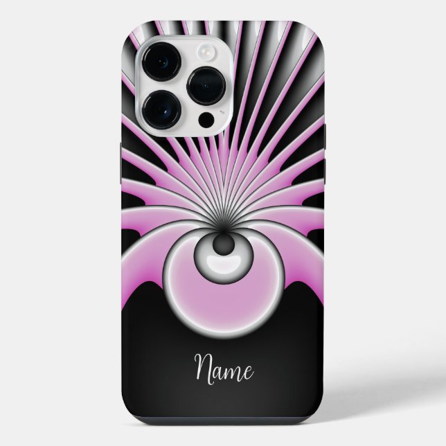 Modern Abstract Crazy Fractal Art Pattern Name iPhone Case (Back)