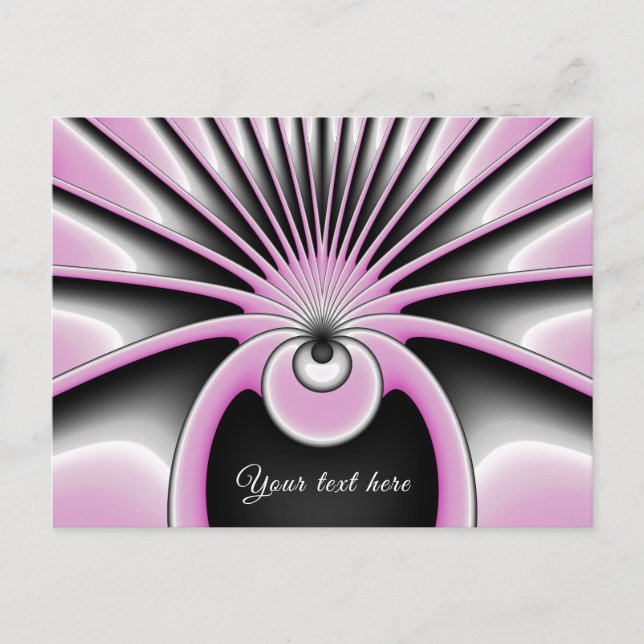 Modern Abstract Crazy Fractal Art Pattern Text Postcard (Front)