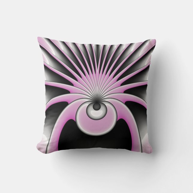 Modern Abstract Crazy Fractal Art Pattern Throw Pillow (Front)
