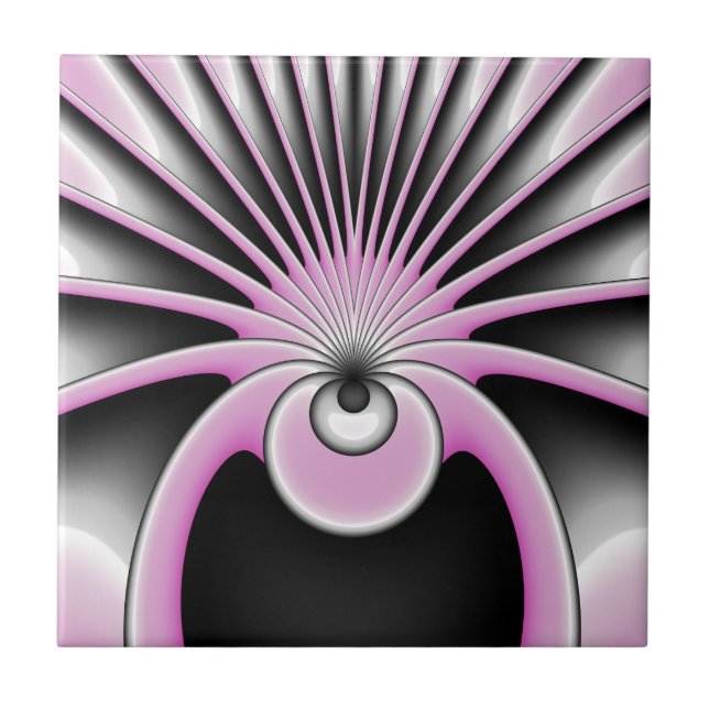 Modern Abstract Crazy Fractal Art Pattern Tile (Front)