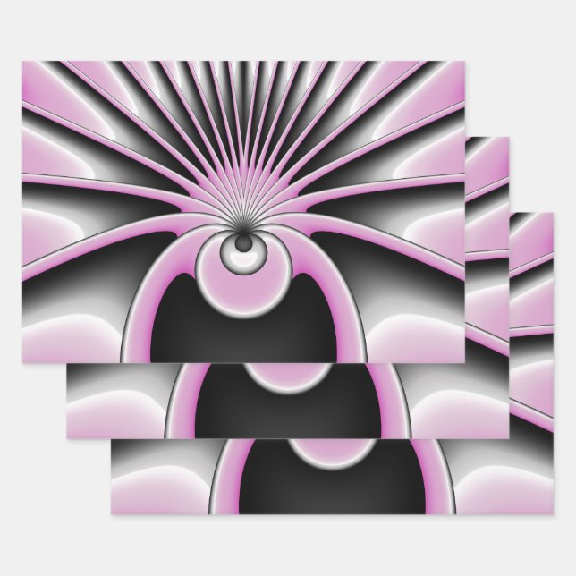 Modern Abstract Crazy Fractal Art Pattern Wrapping Paper Sheet (Set)