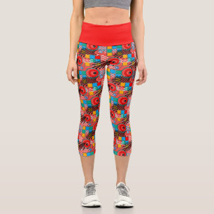 Modern abstract creative multicolored pattern capri leggings