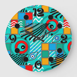 Modern abstract creative multicolored pattern large clock