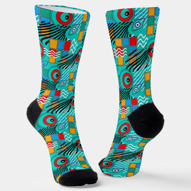 Modern abstract creative multicolored pattern socks (Angled)