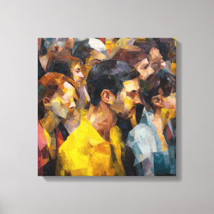 Modern Abstract Crowd Faces Expressionism Vibrant  Canvas Print
