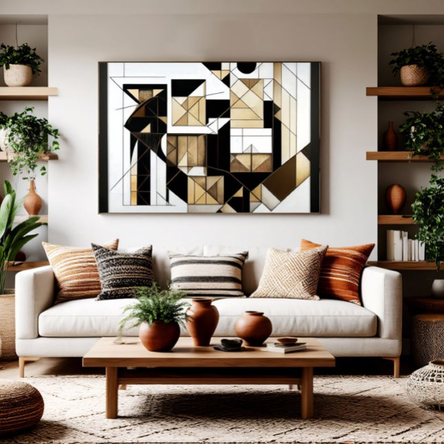 Modern Abstract Cubist Geometry Gold Poster (Creator Uploaded)