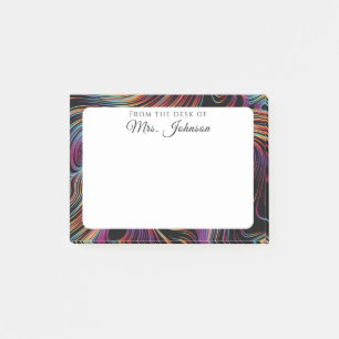 Modern Abstract Curled Rainbow Pattern Teacher Post-it Notes