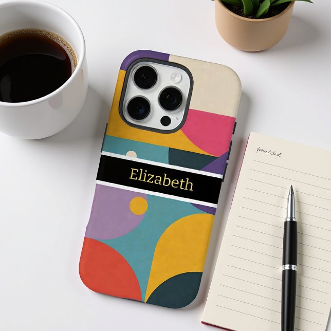 Modern Abstract Custom Name Geometric  Case-Mate iPhone Case (Creator Uploaded)