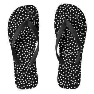 Modern Abstract Cute Polka Dot Black and White Flip Flops