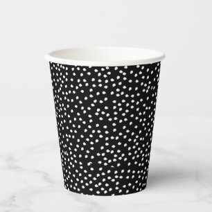 Modern Abstract Cute Polka Dot Black and White Paper Cups
