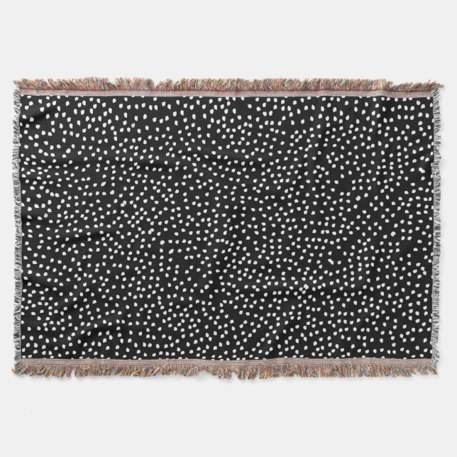 Modern Abstract Cute Polka Dot Black and White Throw Blanket (Front)