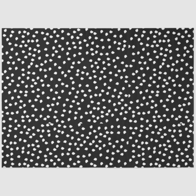 Modern Abstract Cute Polka Dot Black and White Tissue Paper (Front)
