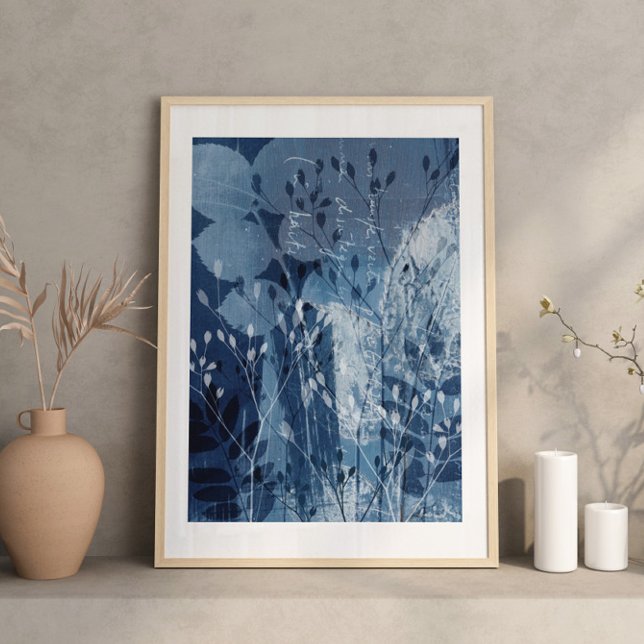 Modern Abstract Cyanotype Blue Botanical  Poster (Creator Uploaded)