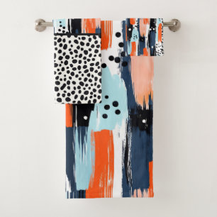 Modern Abstract Dalmatian Dog Abstract Pattern Bath Towel Set