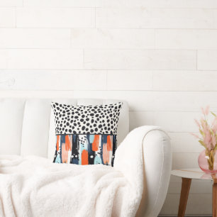 Modern Abstract Dalmatian Dog Abstract Pattern Throw Pillow