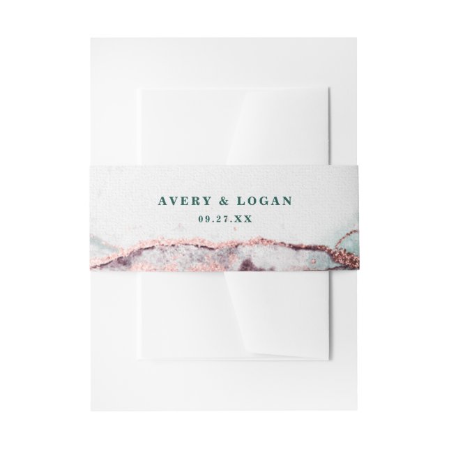 Modern Abstract Dark Emerald Green Wedding Invitation Belly Band (Front Example)