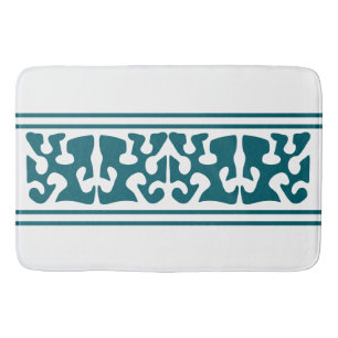 Modern Abstract dark teal shape art Bath Mat