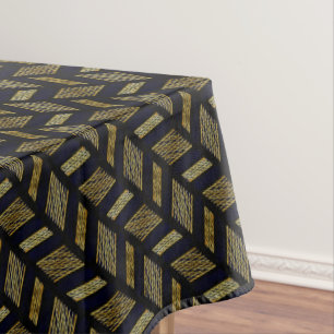 Modern Abstract Deco Pattern Black Gold Geometric Tablecloth