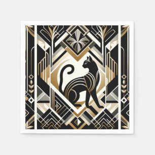 Modern Abstract Decorative Black Cat Napkins