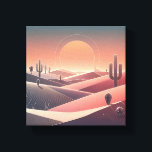 Modern Abstract Desert Landscape - Geometric Sunse Canvas Print<br><div class="desc">A captivating minimalist landscape featuring stylized sand dunes and Saguaro cacti under a large, glowing geometric sun. The design uses a sophisticated palette of dusty rose, terracotta, and slate blue, with clean topographic lines adding a sense of texture and depth. This contemporary desert-chic artwork is perfect for adding a warm,...</div>