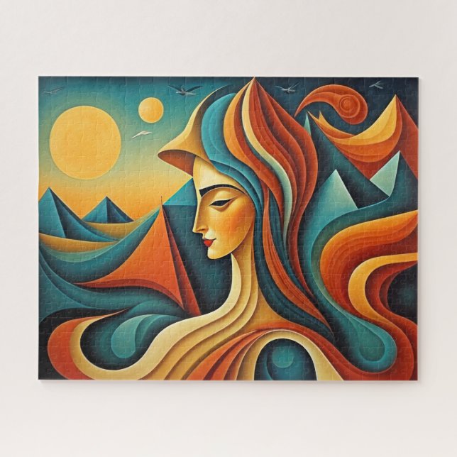 Modern Abstract Design Cubism Surrealism Jigsaw Puzzle (Horizontal)