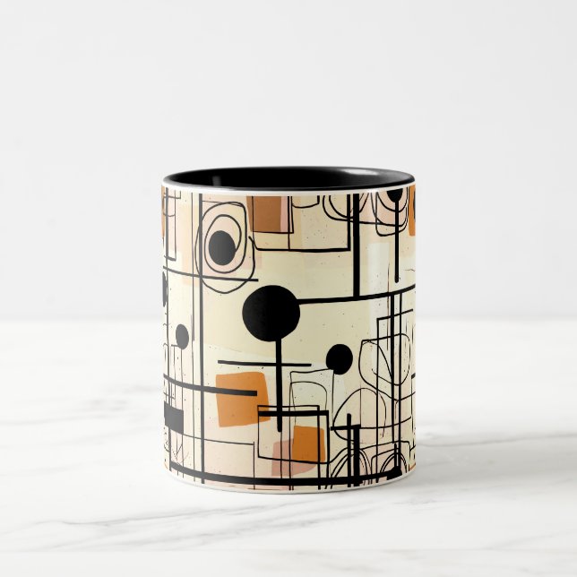 Modern abstract design, dynamic lines Throw Pillow Two-Tone Coffee Mug (Center)