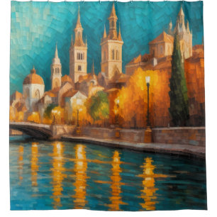 Modern Abstract Design Gold Orange Blue European 