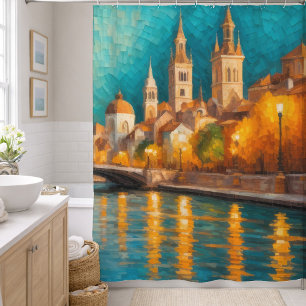 Modern Abstract Design Gold Orange Blue European 