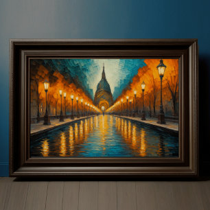 Modern Abstract Design Gold Orange Blue European  Poster