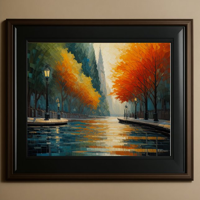 Modern Abstract Design Gold Orange Blue European  Poster (Creator Uploaded)