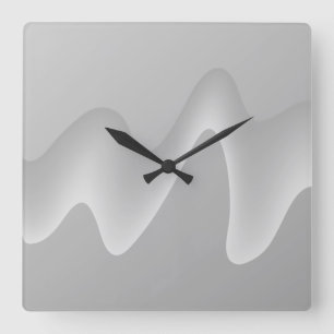 Modern Abstract Design in Light Grey. Square Wall Clock