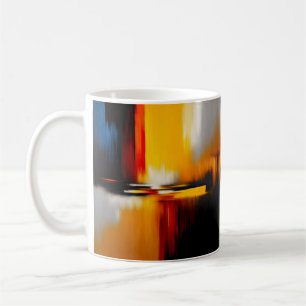 Modern Abstract Design in Red, Yellow, and Blue Coffee Mug