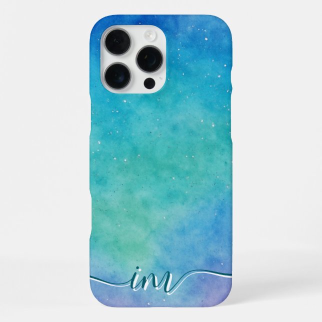 Modern Abstract Design with Gliter Initials & Name iPhone Case (Back)
