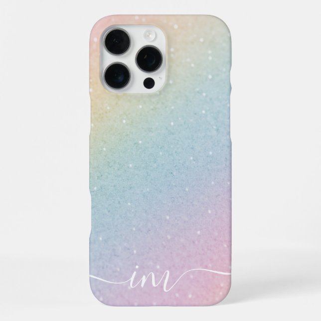 Modern Abstract Design with Gliter Initials & Name iPhone Case (Back)