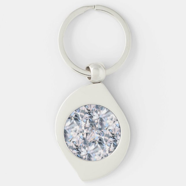 Modern abstract diamond fractal keychain (Front)