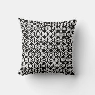 Modern abstract diamond pattern in black & white throw pillow