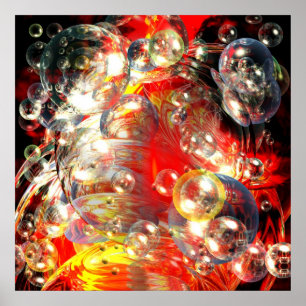 Modern Abstract Digital Art Square Poster Print